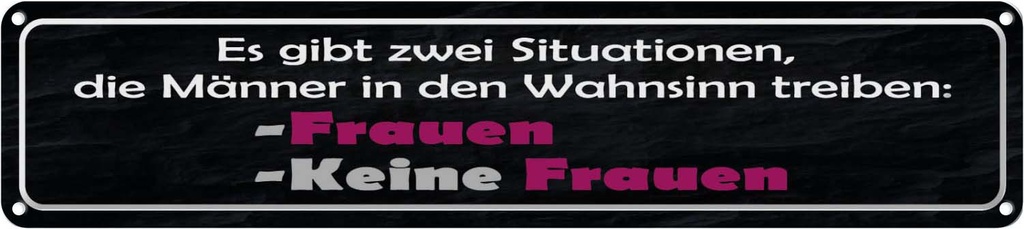 Blechschild 10x46 cm Männer Wahnsinn Frauen keine Spruch Zitat