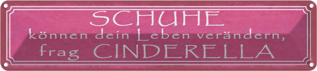 Blechschild 10x46 cm Schuhe verändern frag Cinderella Spruch Zitat