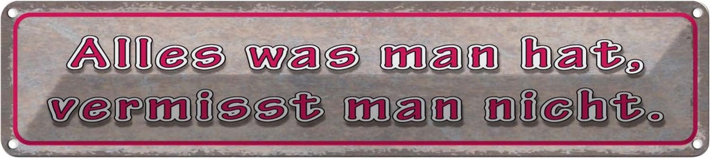 Blechschild 10x46 cm was man hat vermisst nicht Spruch Zitat