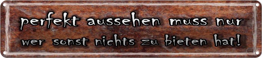 Blechschild 10x46 cm perfekt aussehen muss nur wer Spruch Zitat