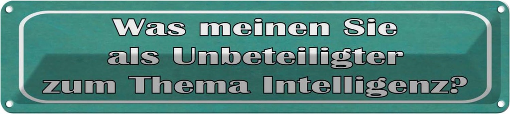 Blechschild 10x46 cm Thema Intelligenz Ihre Meinung Spruch Zitat