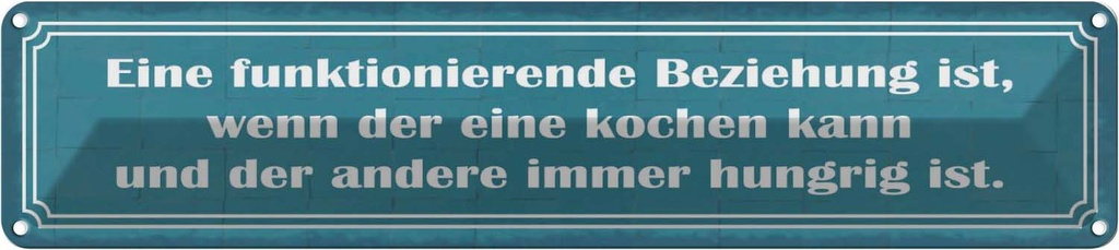 Blechschild 10x46 cm funktionierende Beziehung wenn Spruch Zitat