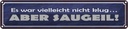 Blechschild 10x46 cm es war nicht klug aber saugeil Spruch Zitat