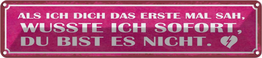 Blechschild 10x46 cm als ich dich das erste Mal sah Spruch Zitat