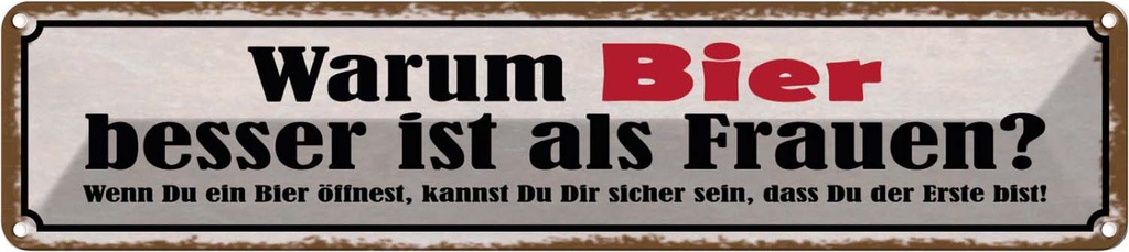 Blechschild 10x46 cm Warum Bier besser ist als Frauen Spruch Zitat