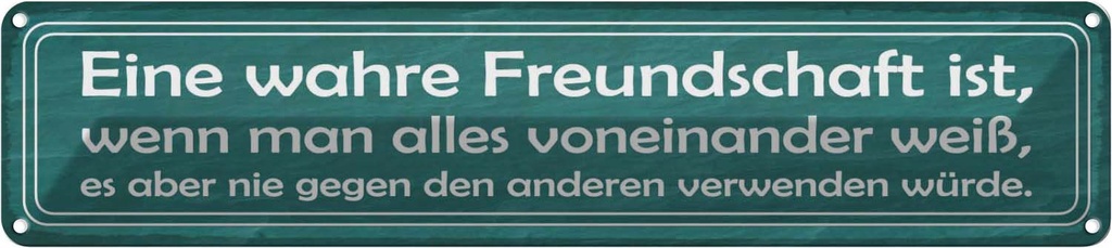 Blechschild 10x46 cm wahre Freundschaft ist wenn man Spruch Zitat
