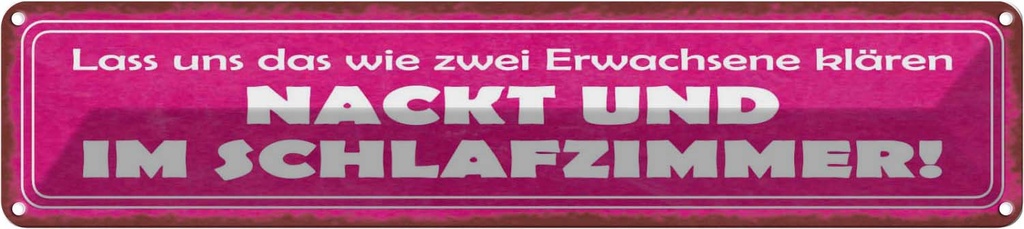 Blechschild 10x46 cm Zwei nackt und im Schlafzimmer Dekoration Spruch Zitat