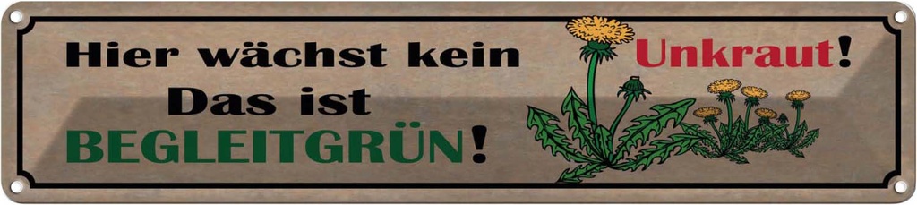 Blechschild 10x46 cm hier wächst kein Unkraut das ist Spruch Zitat