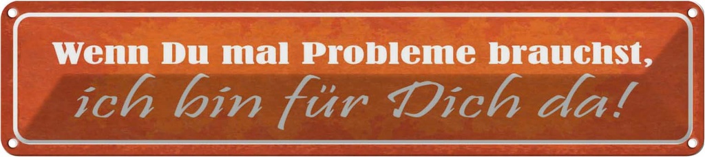 Blechschild 10x46 cm wenn du Probleme brauchst bin da Spruch Zitat