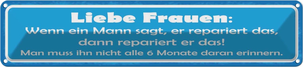 Blechschild 10x46 cm Liebe Frauen wenn Mann sagt dann Spruch Zitat