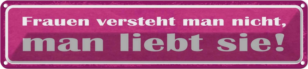 Blechschild 10x46 cm Frauen versteht nciht liebt sie Spruch Zitat