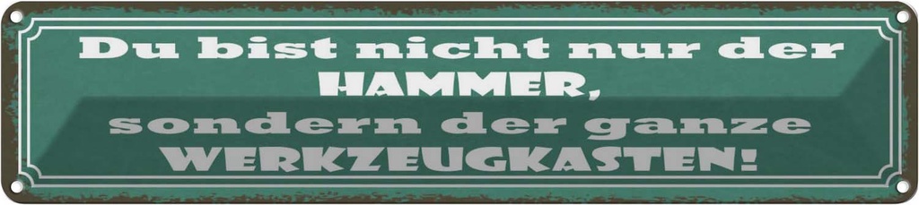 Blechschild 10x46 cm du Bist nicht nur der Hammer Dekoration Spruch Zitat
