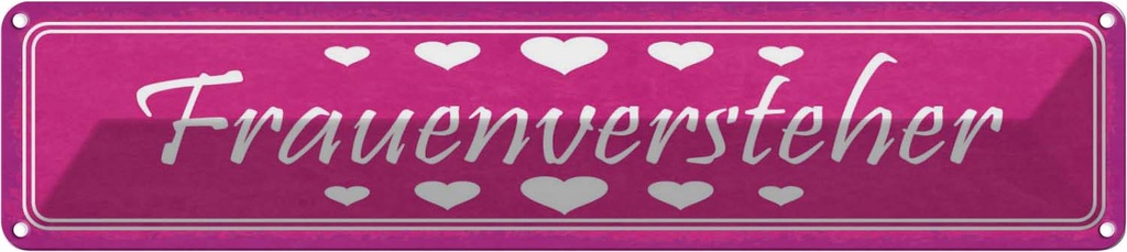 Blechschild 10x46 cm Frauenversteher Herzen Männer Frauen Spruch Zitat