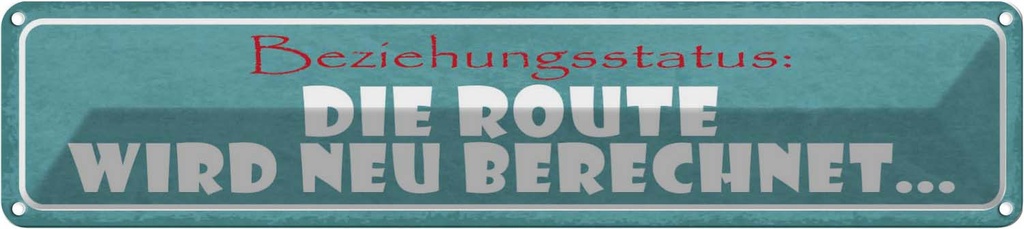Blechschild 10x46 cm Beziehungsstatus neu berechnet Spruch Zitat