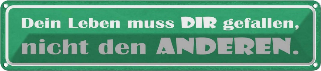 Blechschild 10x46 cm dein leben muss Die gefallen Dekoration Spruch Zitat