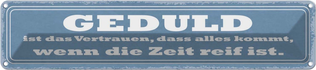 Blechschild 10x46 cm Geduld ist das Vertrauen dass Dekoration Spruch Zitat
