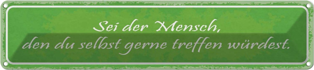 Blechschild 10x46 cm sei der Mensch den du selbst Dekoration Spruch Zitat