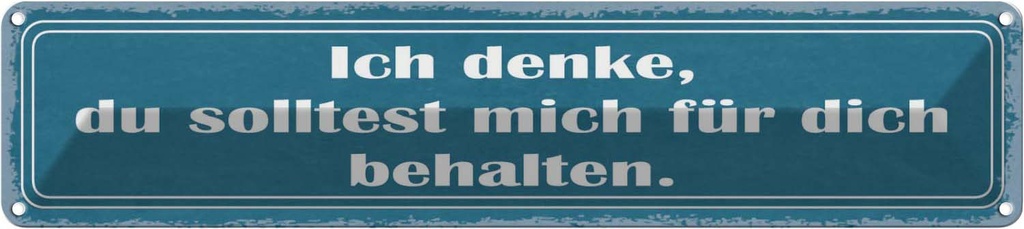 Blechschild 10x46 cm ich denke du solltest mich für Dekoration Spruch Zitat
