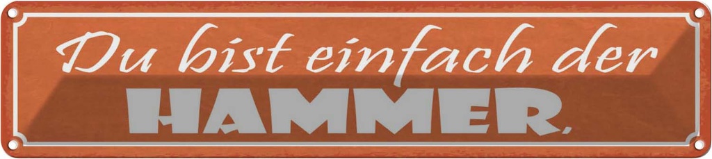 Blechschild 10x46 cm du bist einfach der Hammer Dekoration Spruch Zitat