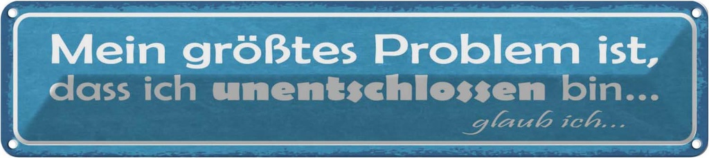 Blechschild 10x46 cm Problem ich unentschlossen bin Spruch Zitat