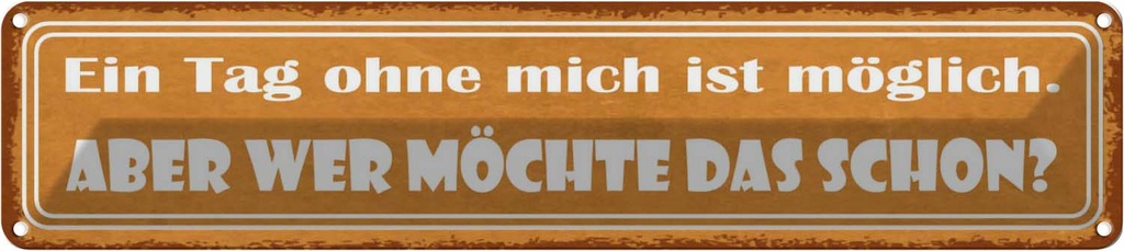 Blechschild 10x46 cm Ein Tag ohne mich ist möglich Dekoration Spruch Zitat