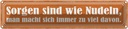 Blechschild 10x46 cm Sorgen sind wie Nudeln man macht Spruch Zitat