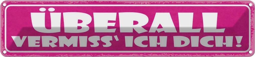 Blechschild 10x46 cm überall vermisse ich dich Spruch Zitat