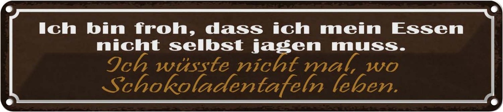 Blechschild 10x46 cm Schokoladentafeln Essen Trinken