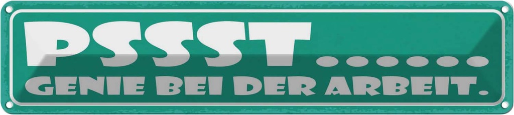 Blechschild 10x46 cm PSSST Genir bei der Arbeit Dekoration Spruch Zitat