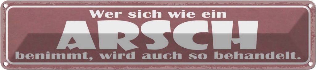 [LA-121536] Blechschild 10x46 cm wer sich wie Arsch benimmt wird Spruch Zitat