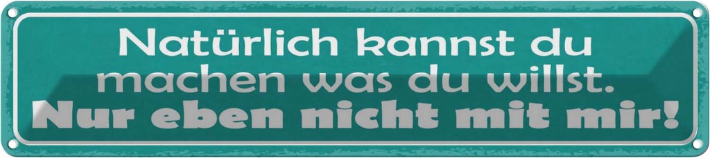 [LA-121547] Blechschild 10x46 cm machen was willst nicht mit mir Spruch Zitat