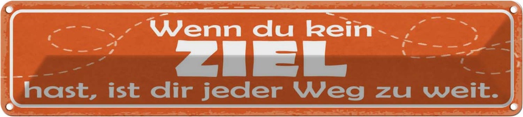 Blechschild 10x46 cm wenn kein Ziel jeder Weg zu Weit Spruch Zitat
