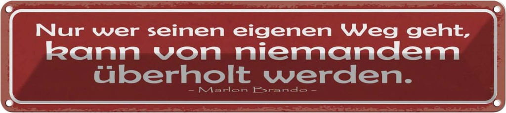 Blechschild 10x46 cm Nur wer seinen Weg geht Spruch Zitat