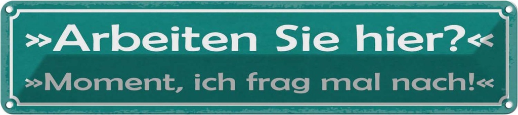 Blechschild 10x46 cm Arbeiten Sie Hier? Moment ich Spruch Zitat