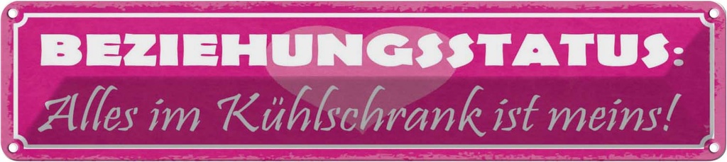 Blechschild 10x46 cm Beziehungsstatus Alle im K. meins! Spruch Zitat