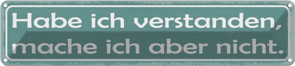 Blechschild 10x46 cm Habe ich verstanden, mache Spruch Zitat