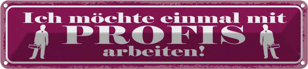 Blechschild 10x46 cm Ich möchte einmal mit Profis arbeiten Spruch Zitat