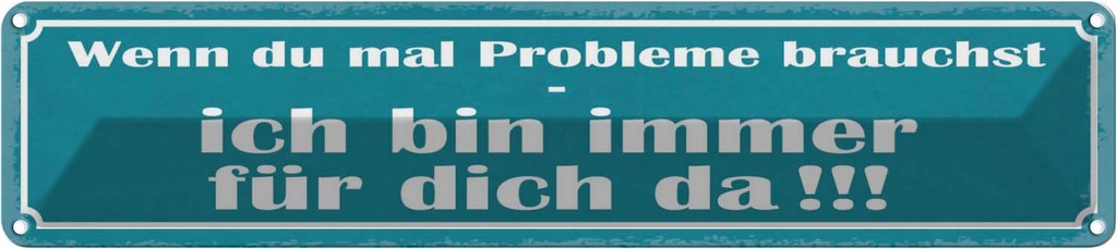 Blechschild 10x46 cm Wenn Probleme brauchst bin da Spruch Zitat