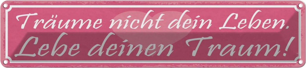 Blechschild 10x46 cm träume nicht dein Leben lebe Spruch Zitat
