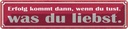 Blechschild 10x46 cm Erfolg du tust was liebst Spruch Zitat