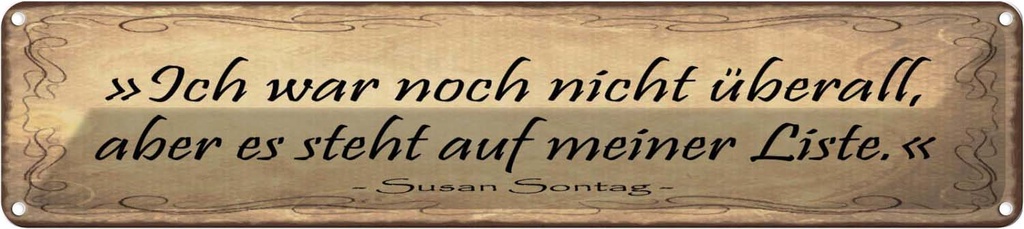 Blechschild 10x46 cm Ich war nicht überall aber steht Spruch Zitat