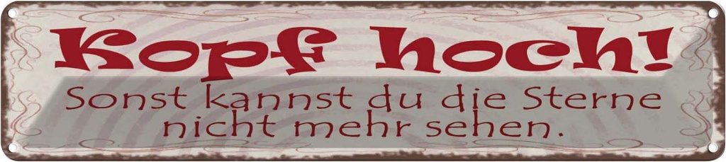 Blechschild 10x46 cm Kopf hoch um Sterne zu sehen Spruch Zitat