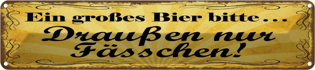 Blechschild 10x46 cm Ein großes Bier bitte Spruch Zitat