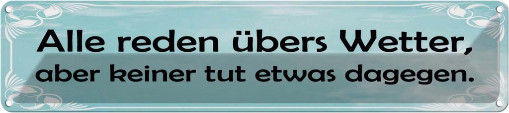 Blechschild 10x46 cm Alle reden über`s Wetter aber Spruch Zitat