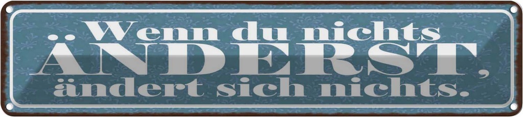 Blechschild 10x46 cm Du nichts änderst ändert Spruch Zitat