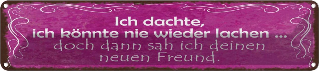 Blechschild 10x46 cm Freund ich kann wieder lachen Spruch Zitat