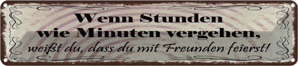 Blechschild 10x46 cm Freunde wenn Stunden wie Minuten Spruch Zitat