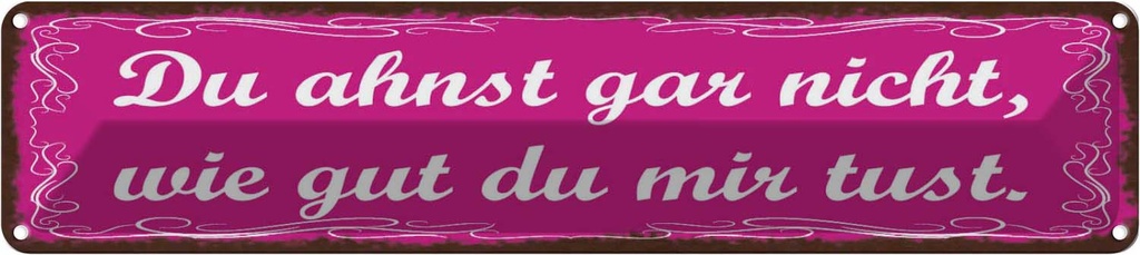 Blechschild 10x46 cm Ahnst nicht wie gut du mir tust Spruch Zitat