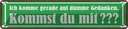 Blechschild 10x46 cm Kommst du mit auf dumme Gedanken Spruch Zitat