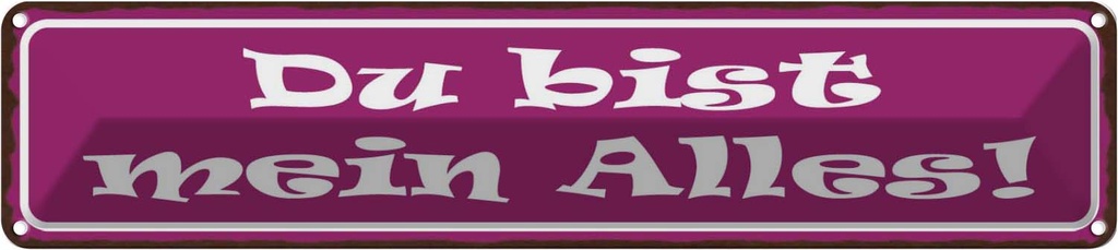 Blechschild 10x46 cm Du bis mein Alles Spruch Zitat